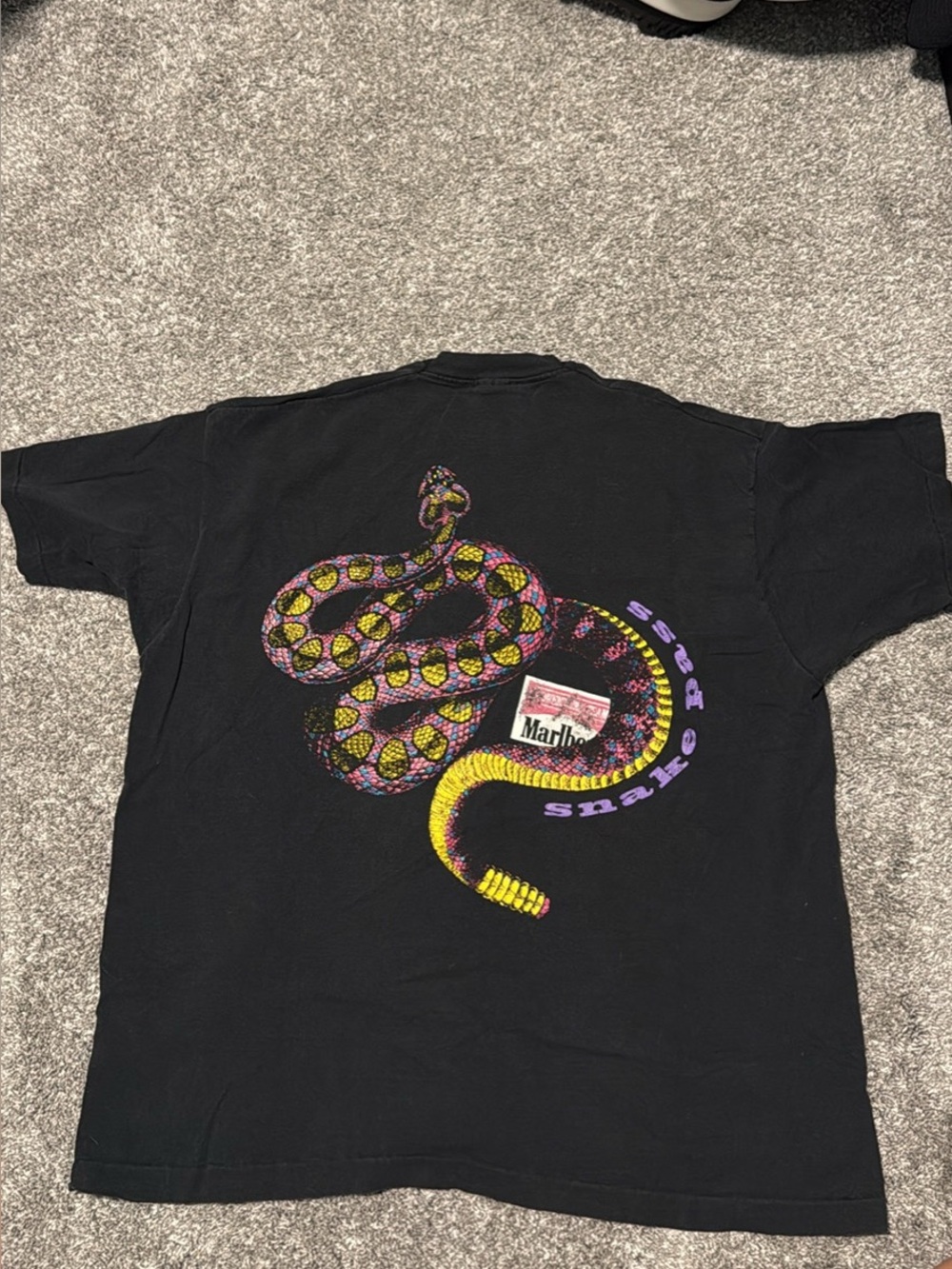 Vintage Marlboro Snake Pass Print Black Reptile Tee XL USA Made